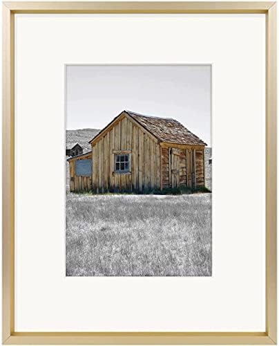 Golden State Art, 8x10 Aluminum Photo Frame for 5x7 Pictures with Ivory Mat Easel Stand for Table... | Amazon (US)