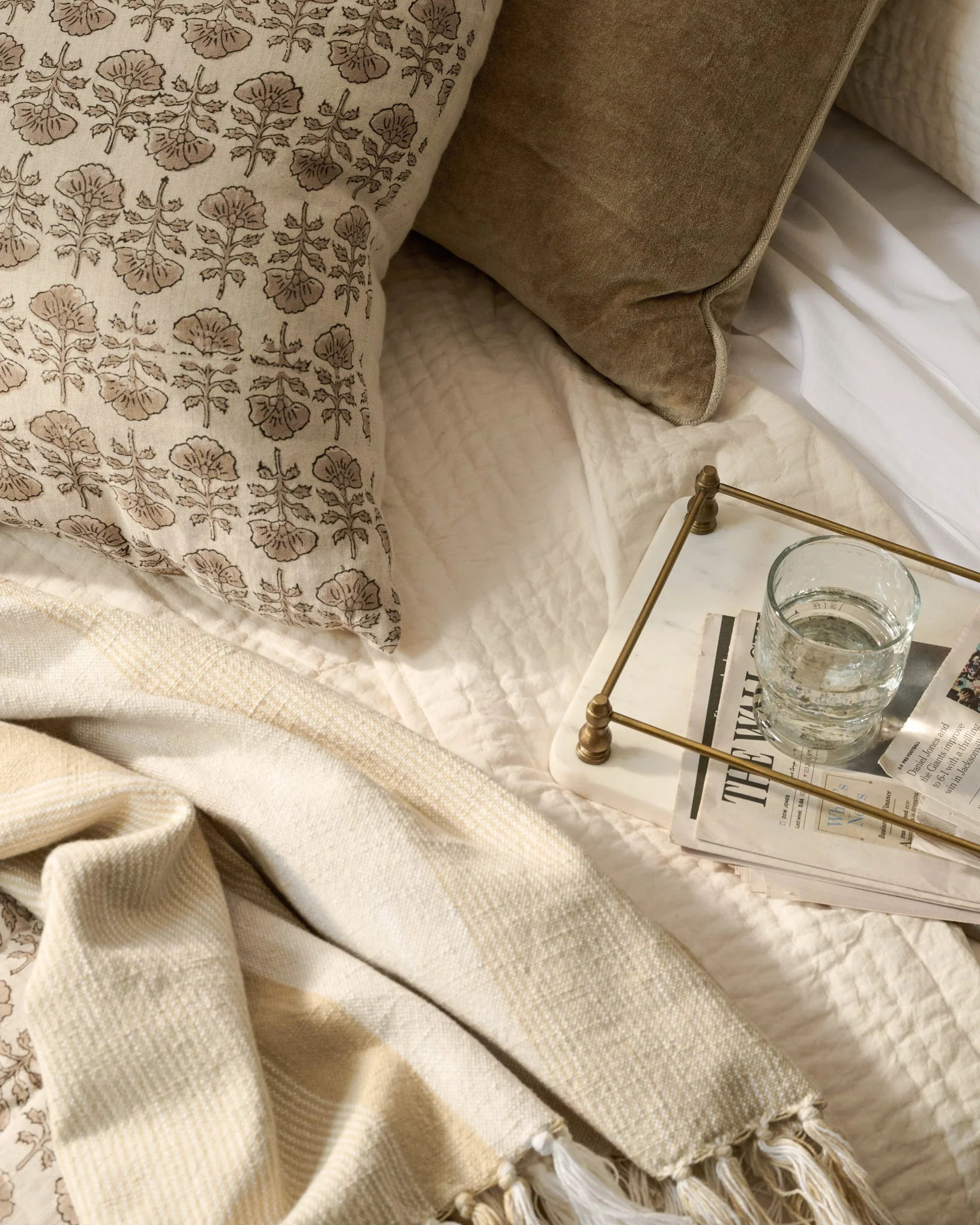 Flora Natural Printed Pillow | Magnolia