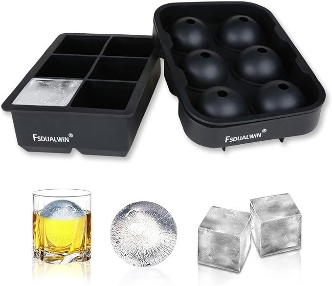 FSDUALWIN Ice Cube Trays 2 Pack, Sphere Round Ice Ball Maker & Large Square Ice Cube Mold for Chi... | Amazon (CA)