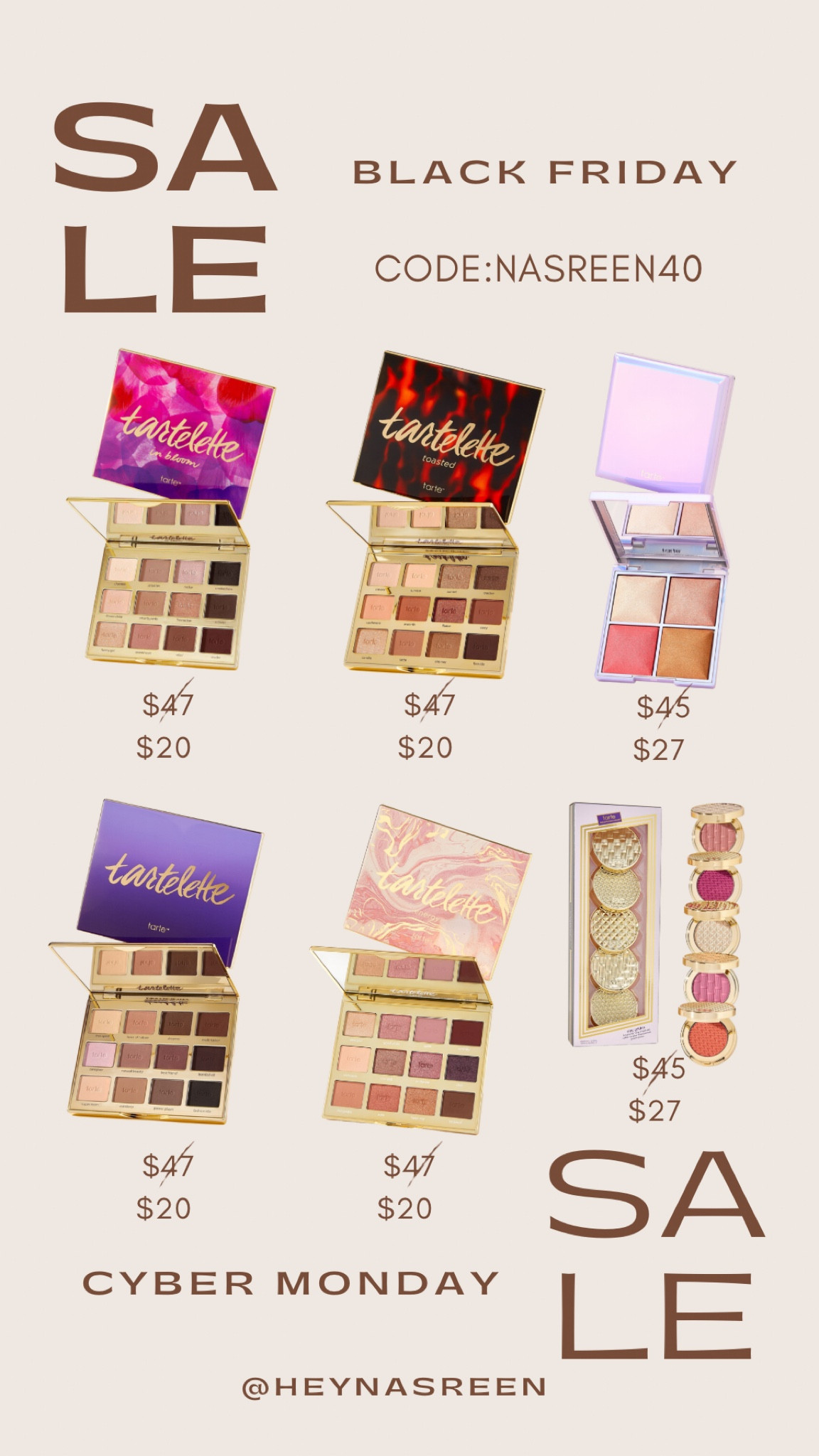 @Tartecosmetics has great deals on there palettes right now, my favorites are  the In Bloom and Toasted palettes. #tartepartner #LTKCyberWeek

#LTKBeauty #LTKSaleAlert