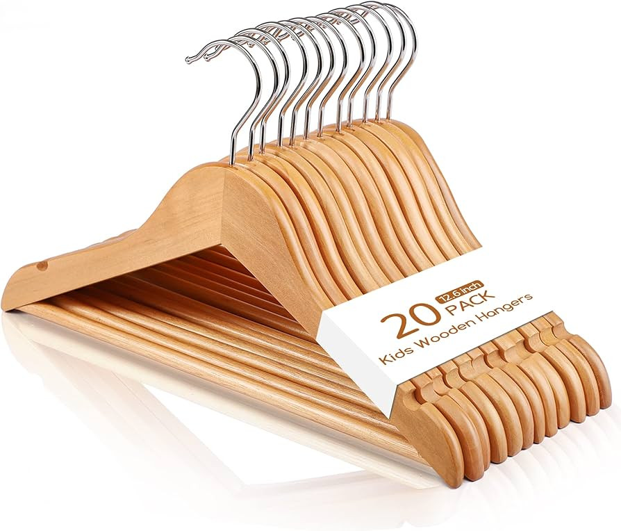 CozyMood Childrens Wooden Hangers Kids Hangers, 20 Pack Baby Hangers Nursery Wood Hangers, 360° ... | Amazon (US)