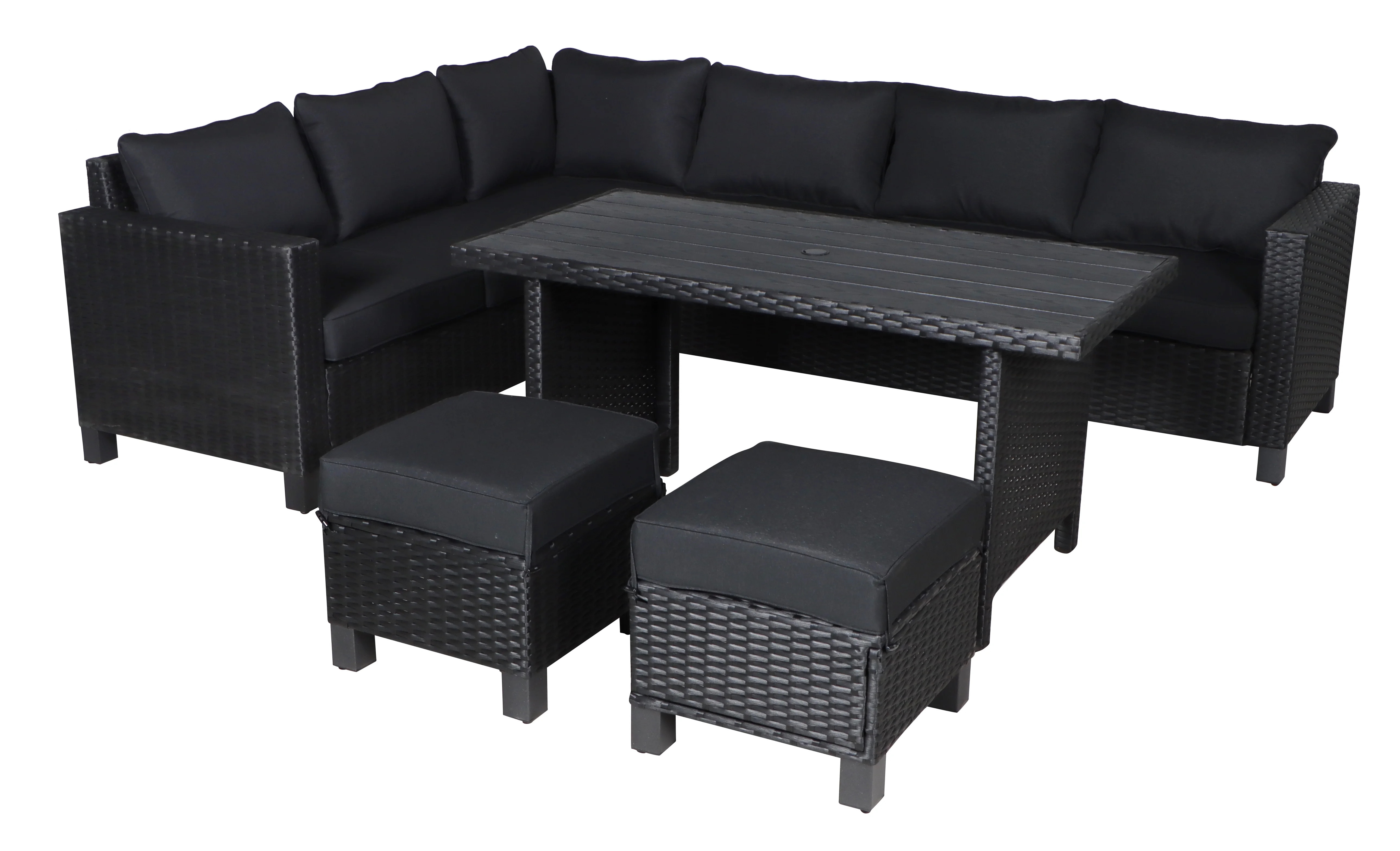 Better Homes & Gardens  Brookbury 5-Piece Outdoor Wicker Patio Sectional Dining Set - Black | Walmart (US)