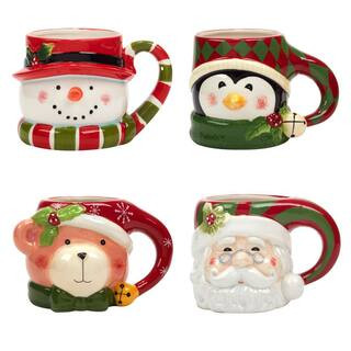 Certified International Holiday 18 oz. Multi-Colored Earthenware Beverage Mugs Set of 4 | The Home Depot