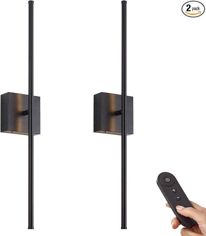 Battery Operated Wall Sconces with Remote Control, Dimmable Wall Sconces Set of Two, 350°Rotate,... | Amazon (US)