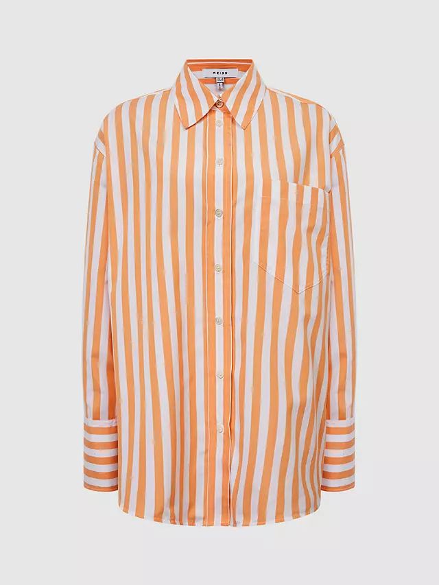 Reiss Emma Stripe Shirt, Orange/White | John Lewis (UK)