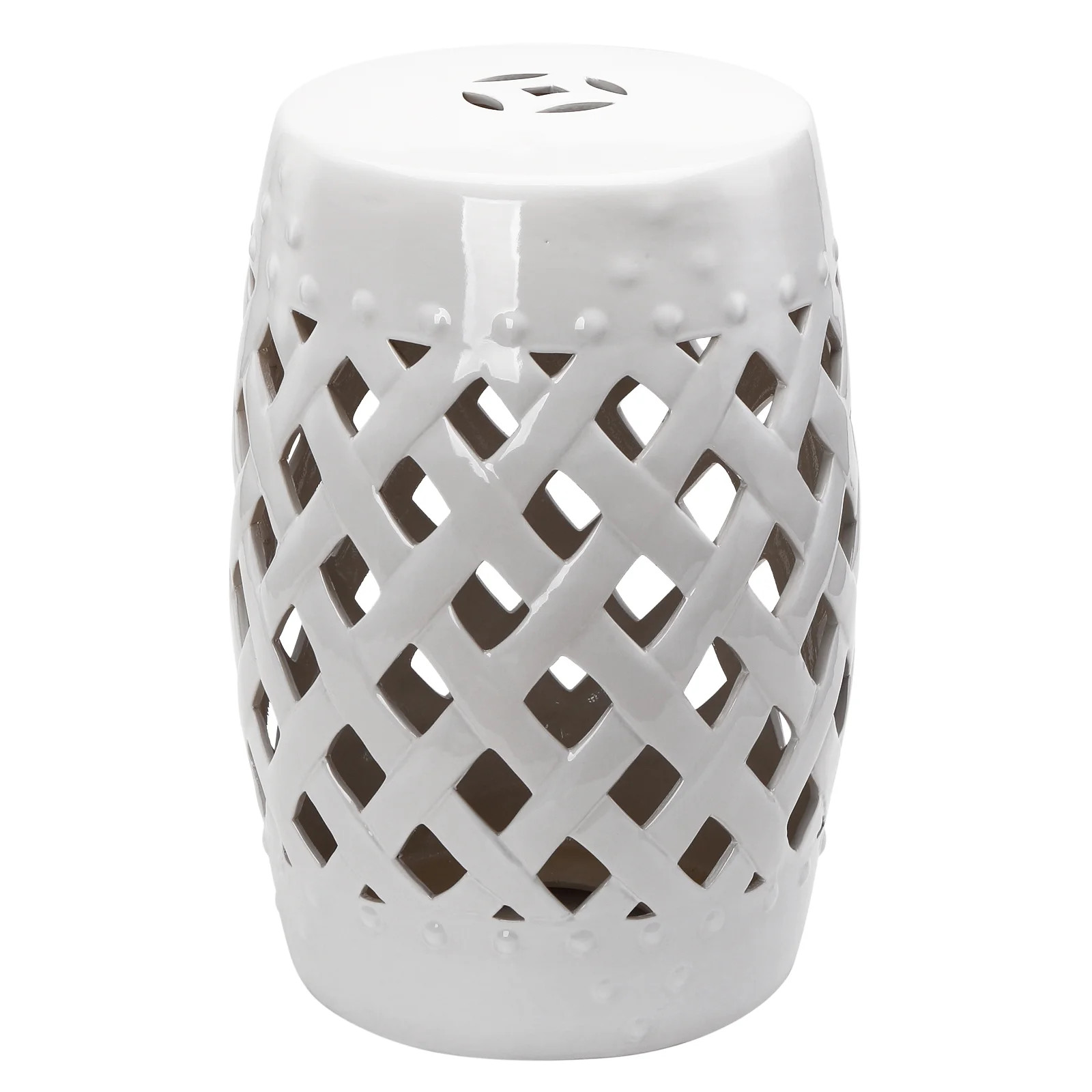 Outsunny 13" Ceramic Indoor Outdoor Lattice Garden Stool - Walmart.com | Walmart (US)