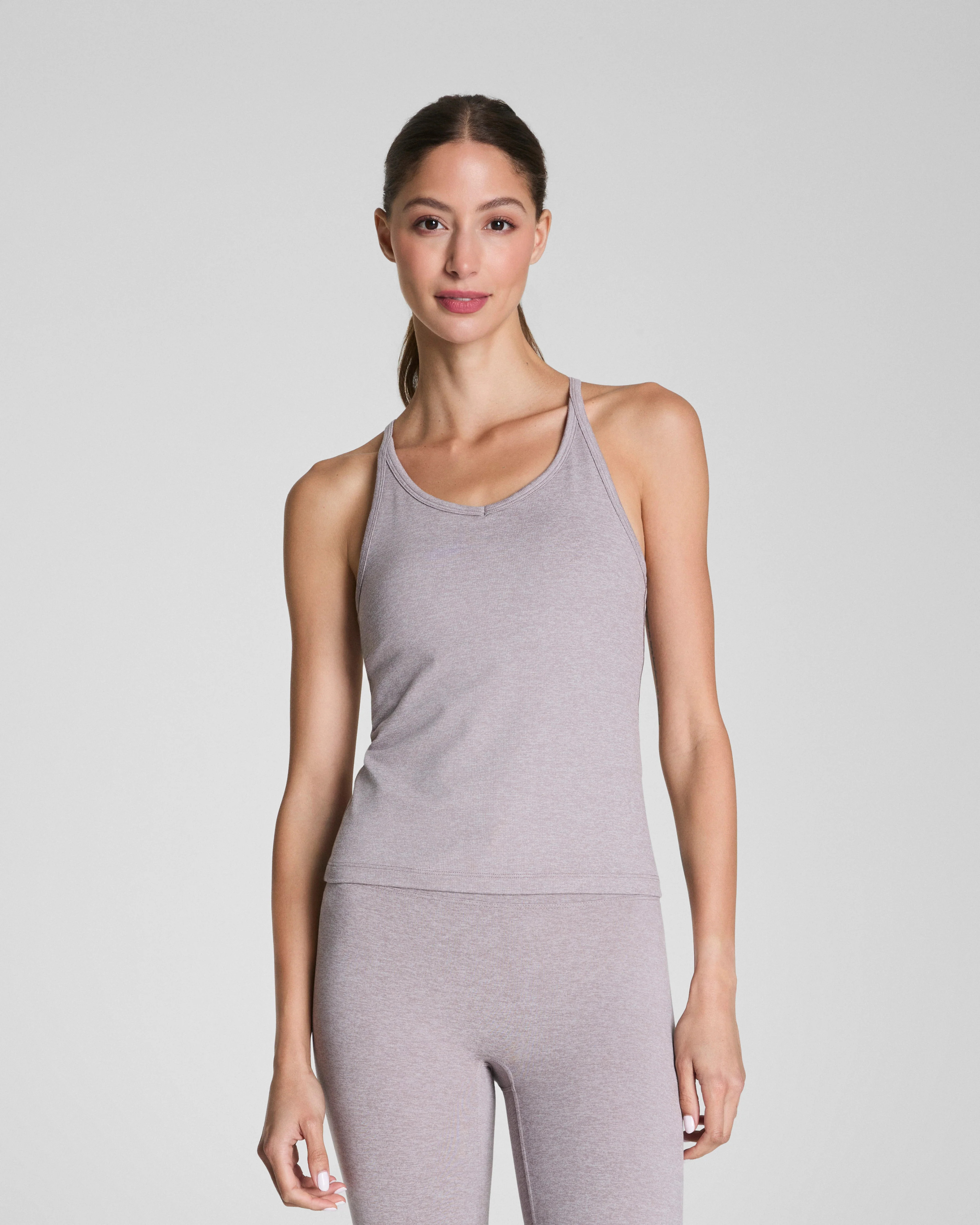 SoftStretch Rib V-Neck Shelf Tank with Built-In Support | SPANX | Spanx Canada