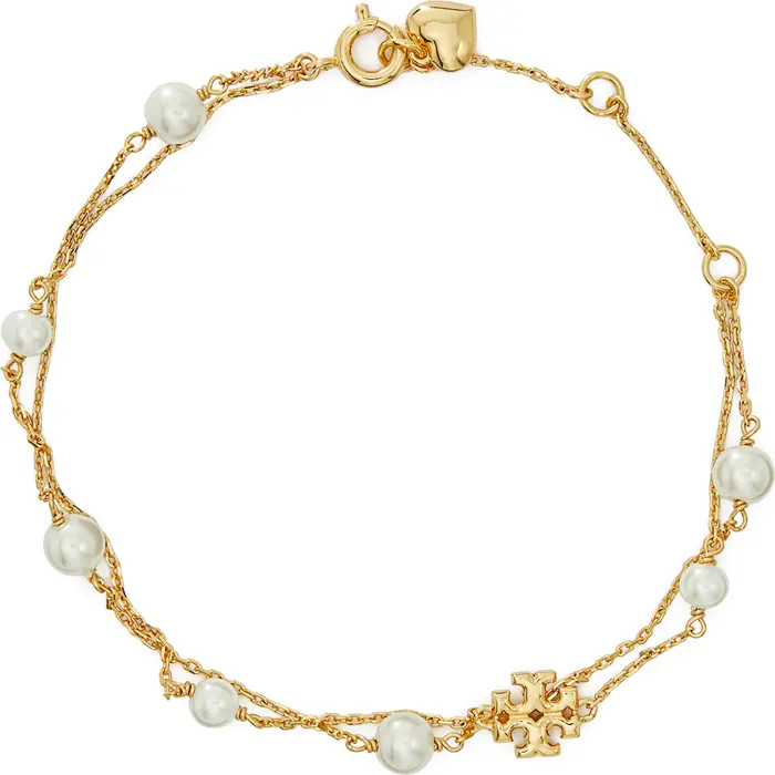 Tory Burch Kira Imitation Pearl Double Strand Bracelet | Nordstrom | Nordstrom