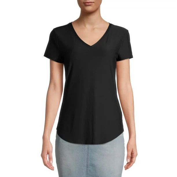 No Boundaries Juniors Short Sleeve Brushed V-Neck T-Shirt | Walmart (US)