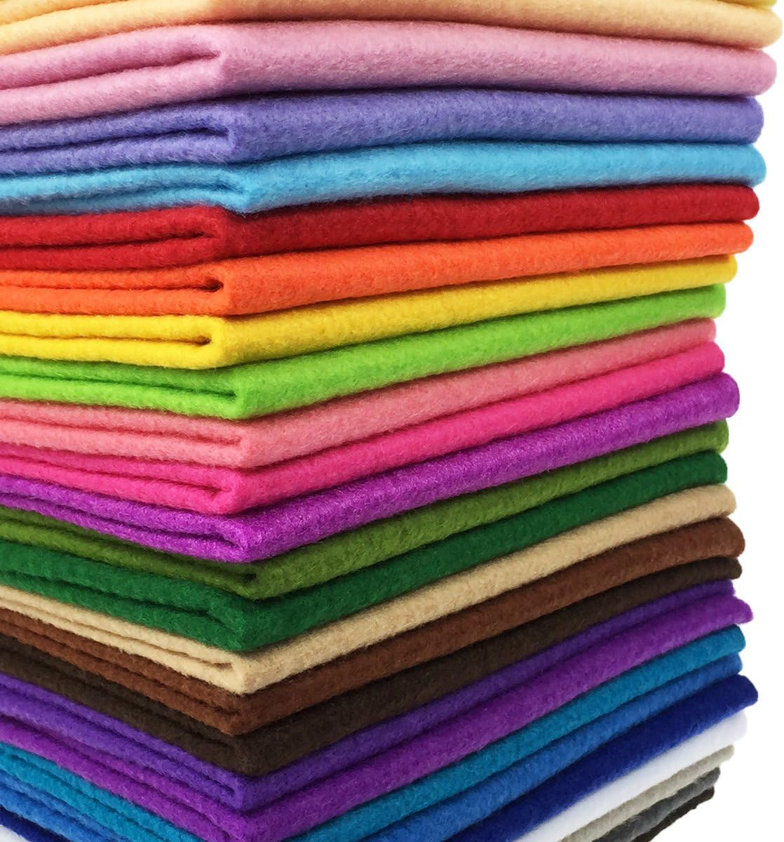 flic-flac 28pcs 12 x 8 inches (30cmx20cm) 1.4mm Thick Soft Felt Fabric Sheet Assorted Color Felt Pack DIY Craft Sewing Squares Nonwoven Patchwork | Amazon (US)