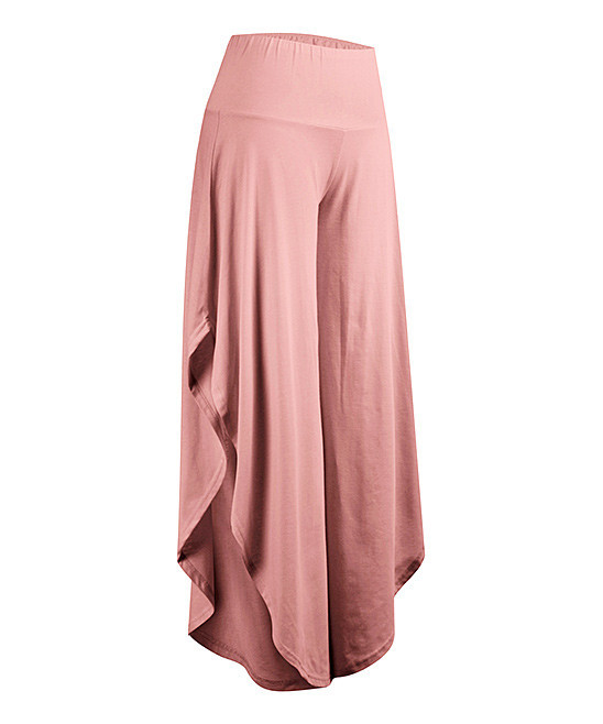 UDEAR Women's Casual Pants Pink - Pink Side-Slit Palazzo Pants - Women | Zulily