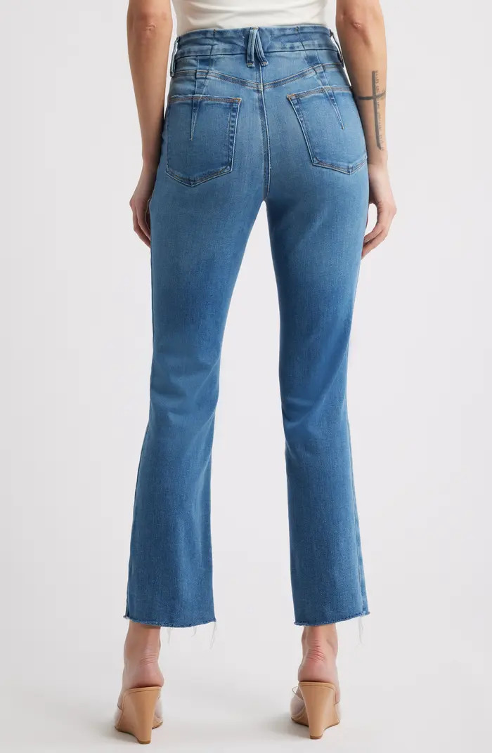 Good American Soft Tech Good Legs Raw Hem Straight Leg Jeans | Nordstrom | Nordstrom