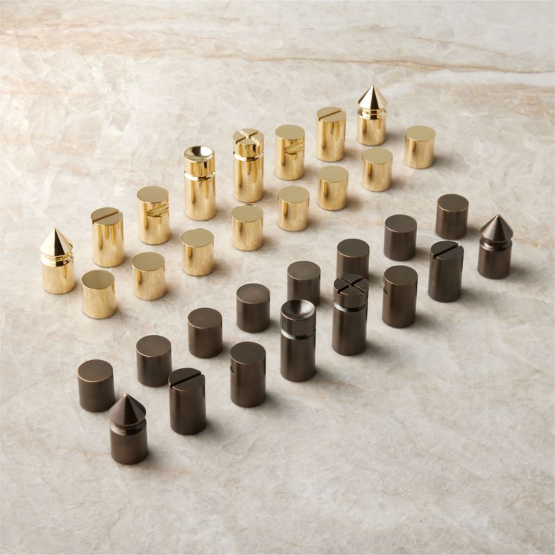 Blackened and Polished Brass Chess Set | CB2 | CB2