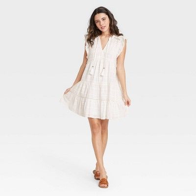 Women's Short Sleeve Peasant Dress - Knox Rose™ White | Target