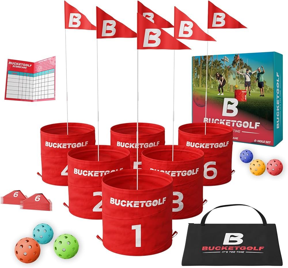 bucketgolf The Ultimate Backyard Golf Game for Kids and Adults - Portable 6 Hole Golf Course Play... | Amazon (US)