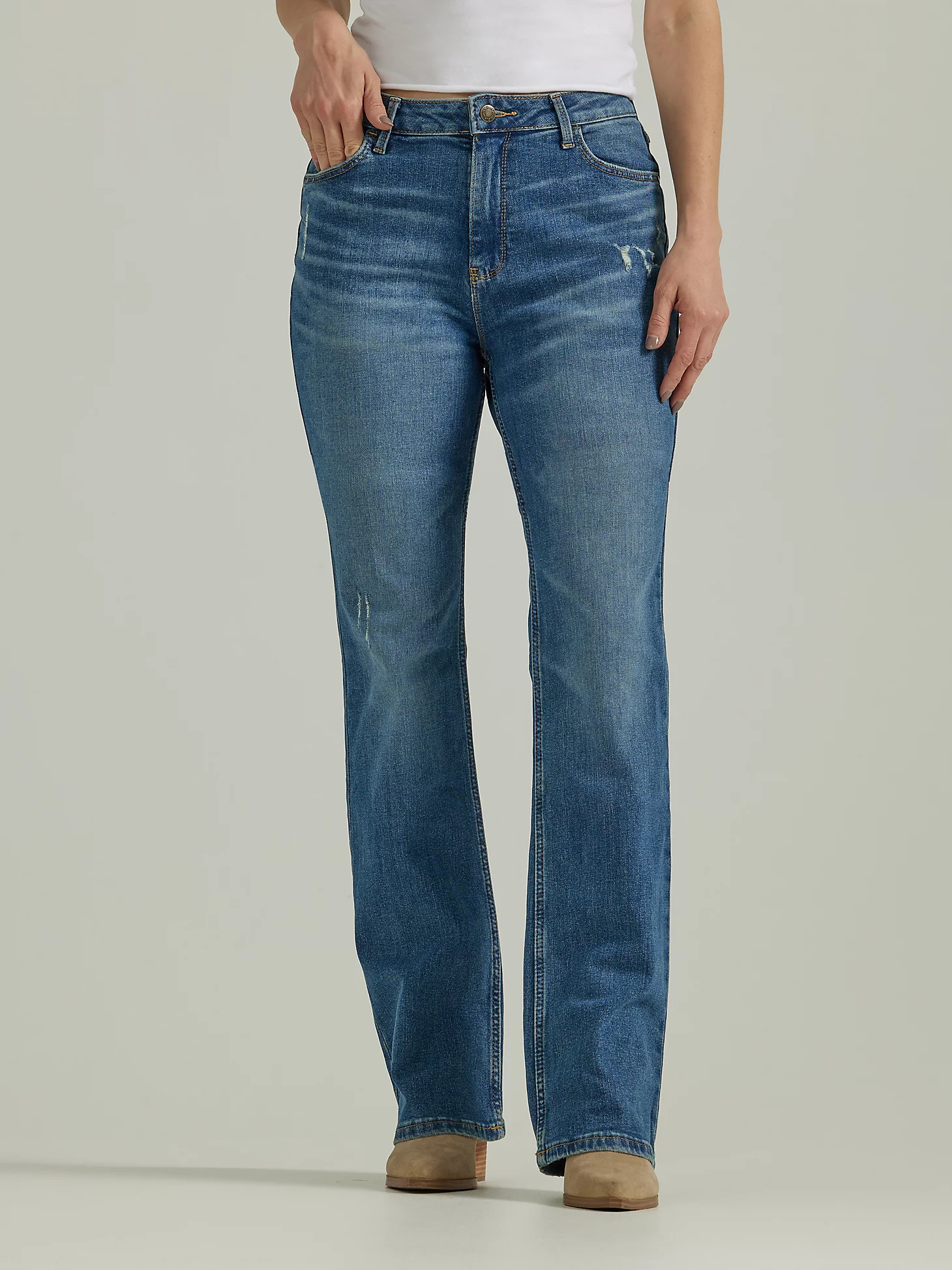 Women's Wrangler® High Rise Bold Boot Jean in Medium Dark | Wrangler