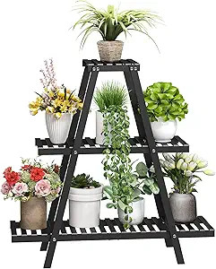 Bamboo Plant Stand For Indoor Outdoor Tiered Plant Shelf 3 Tier 8 Potted Flower Holder Ladder Pla... | Amazon (US)