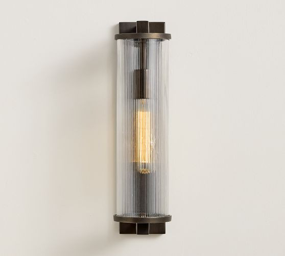 Blaine Ribbed Glass Tube Outdoor Sconce (18") | Pottery Barn (US)