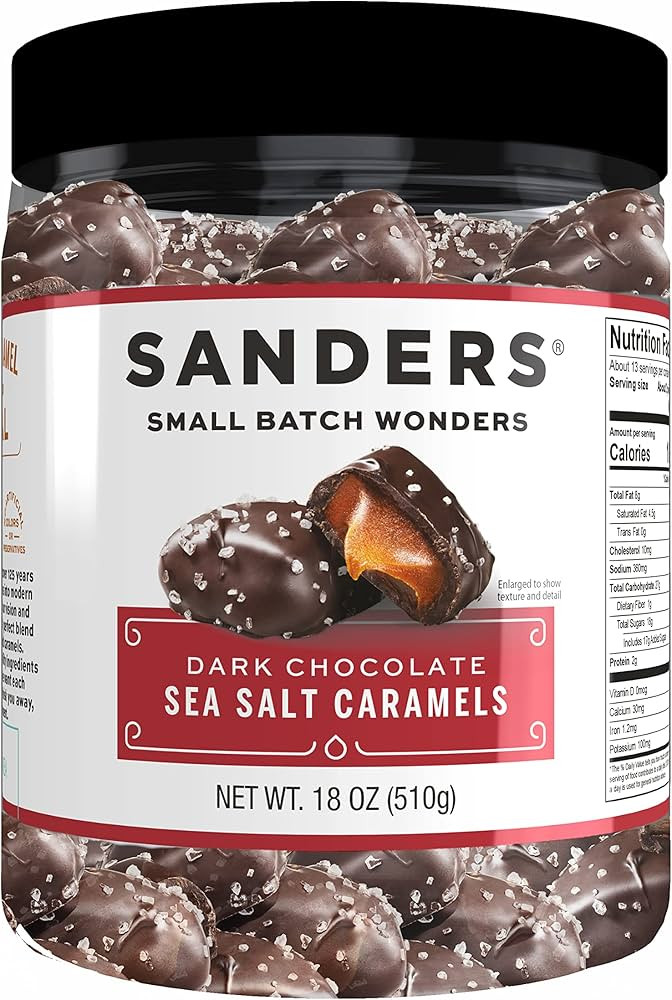 Sanders Dark Chocolate Sea Salt Caramels - 18 oz Tub | Amazon (US)