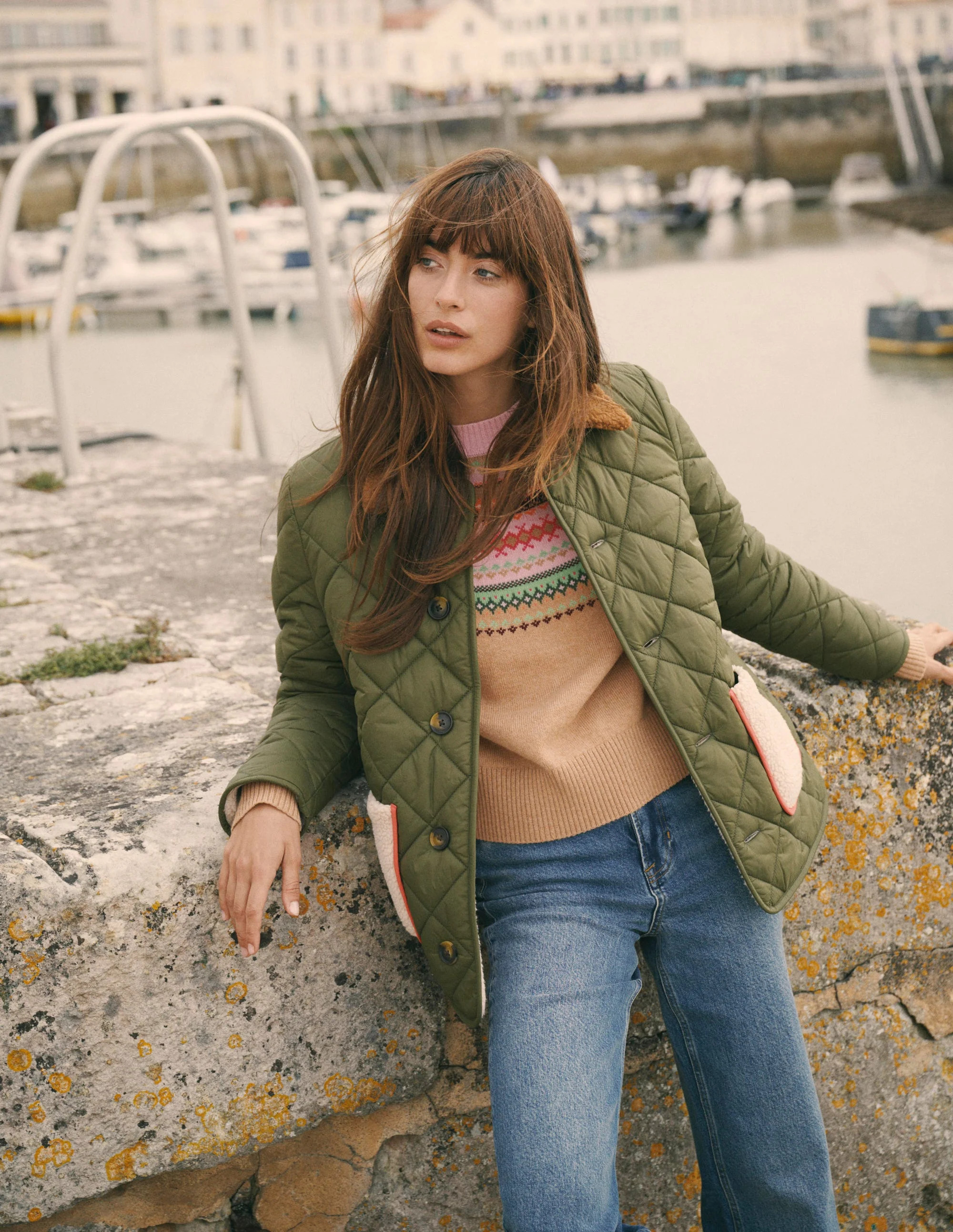 Reversible Borg Mix Coat-Woodland Green | Boden (US)