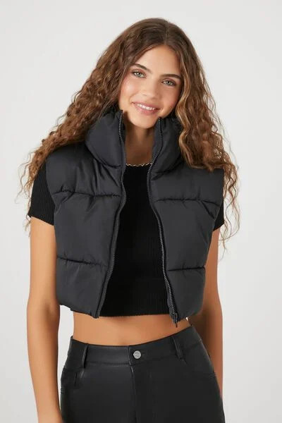 Zip-Up Cropped Puffer Vest | Forever 21 | Forever 21 (US)