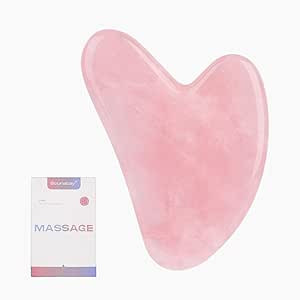 Bounabay Rose Quartz Gua Sha Massage Tool, Natural Jade Massage Stone for Facial Body Skincare, P... | Amazon (UK)
