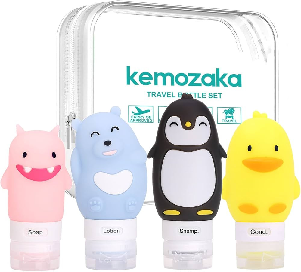 kemozaka Cute Silicone Travel Size Bottles Set for Toiletries, BPA Free, Leak Proof Squeezable Tr... | Amazon (US)