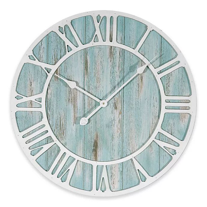 La Crosse Technology 23.5-Inch Round Coastal Clock in Blue | Bed Bath & Beyond