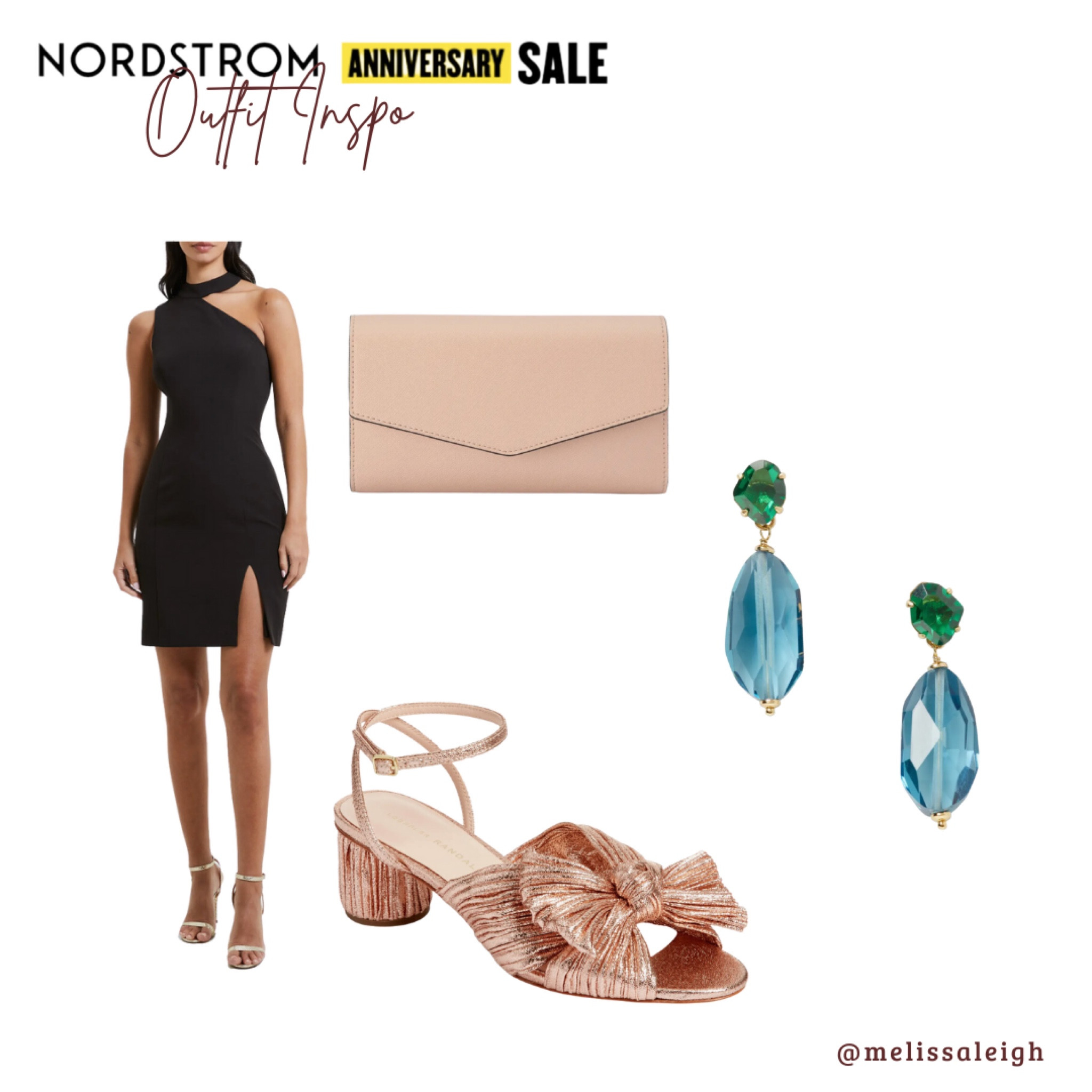 Nordstrom anniversary sale, Nordstrom, Nordstrom sale, n sale 2023, sale finds, fall style; black mini dress, bow detailed rose gold heels, blush leather clutch, kendra Scott, blue two toned drop earrings, date night, wedding guest dress, semi formal outfit 

#LTKxNSale #LTKFind #LTKwedding
