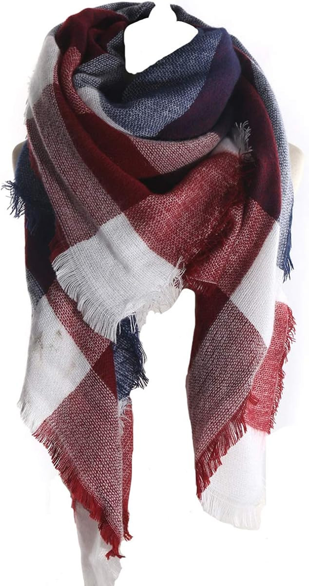Women's Winter Soft Plaid Tartan Checked Scarf Large Blanket Wrap Shawl | Amazon (US)