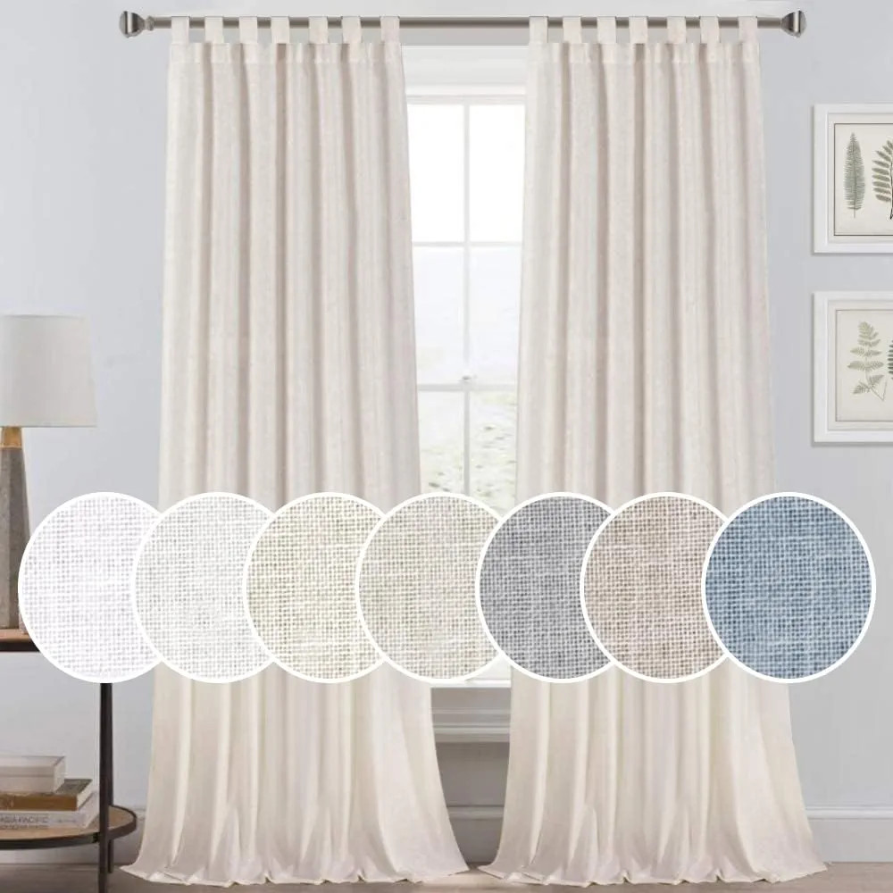 PrinceDeco Tab Top Natural Linen Blended Curtains for Living Room Home Fashion Soft Rich Material... | Amazon (US)