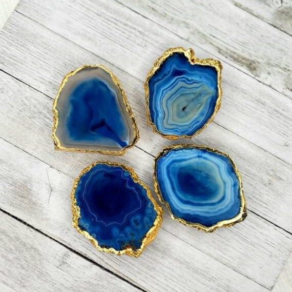 Gold edge Blue Agate Slice Phone Grip (XL) | Etsy (US)