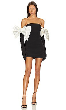 MISCREANTS Cupid Dress With Gloves & Train Bows in Black & White Bows from Revolve.com | Revolve Clothing (Global)