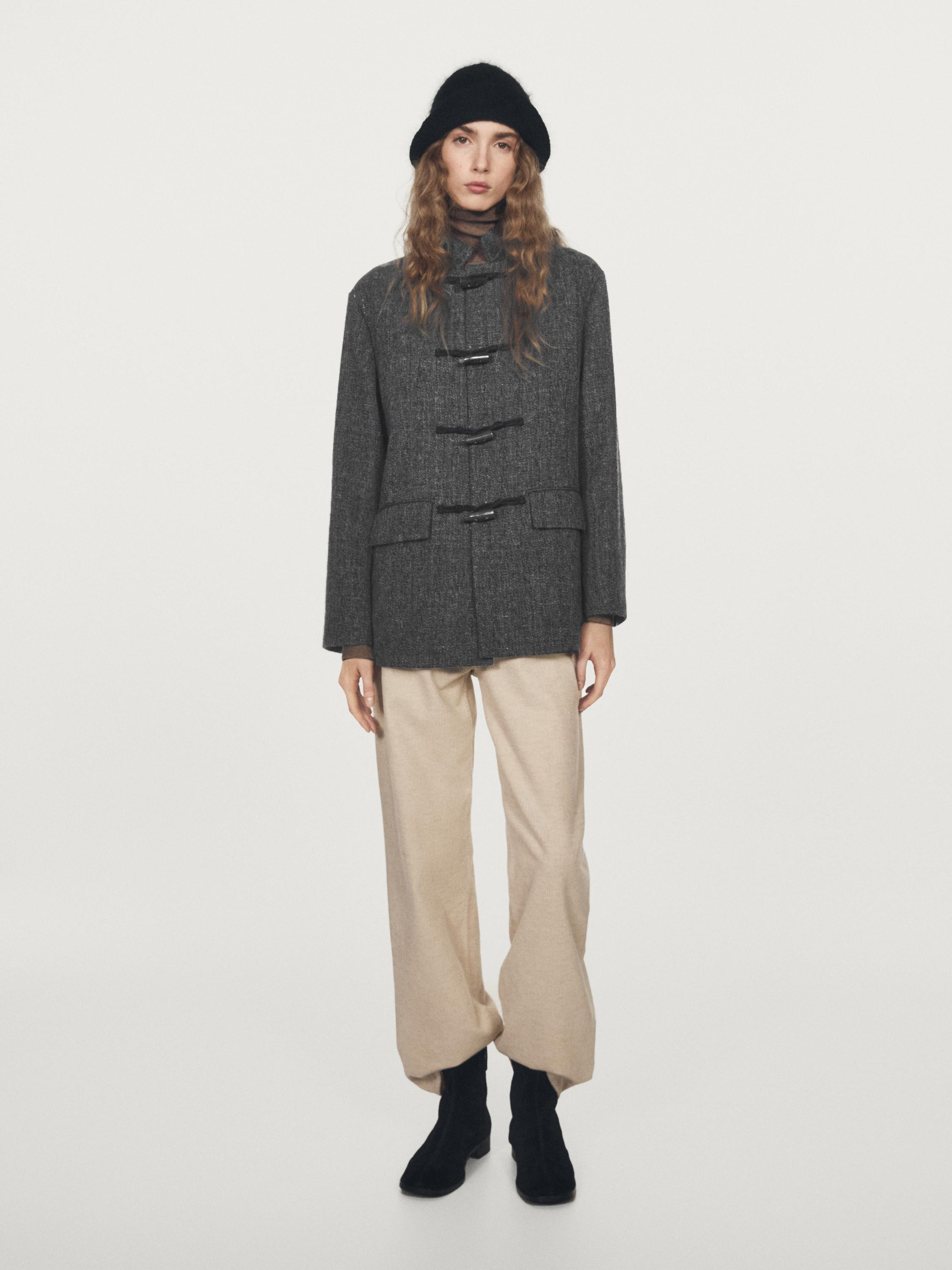 Mid-length coat with horn toggle | Massimo Dutti UK