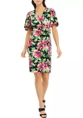 Kasper Women's Floral Printed Signature Wrap Dress, Medium | Belk