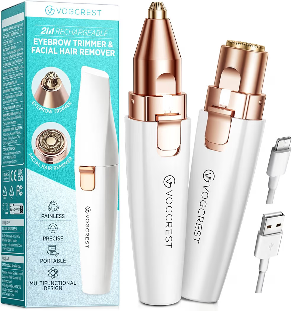 Rechargeable Eyebrow and Facial Hair Remover for Women - 2 in 1 Razor with Built-in LED Light for... | Amazon (US)