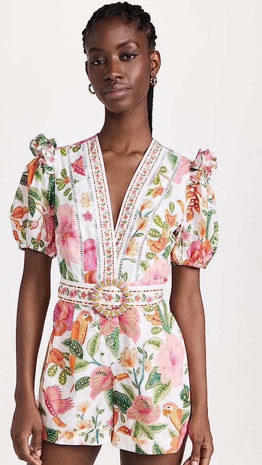 Macaw Bloom Off-White Romper | Shopbop