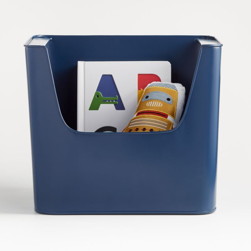 Large Dark Blue Metal Kids Stacking Storage Bin + Reviews | Crate & Kids | Crate & Barrel