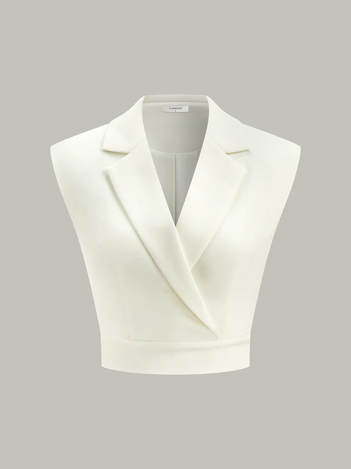 Cropped Wide-Shoulder Waist-Cinching Blazer Vest | Commense