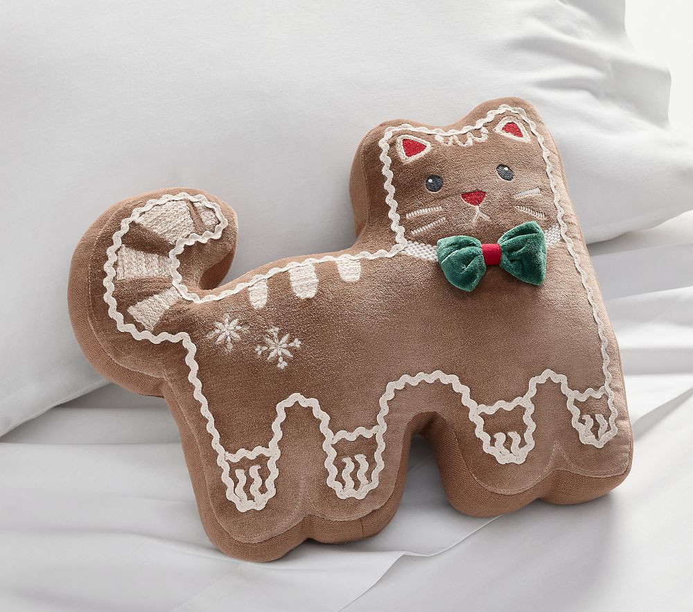 Gingerbread Kitty Pillow | Pottery Barn Kids