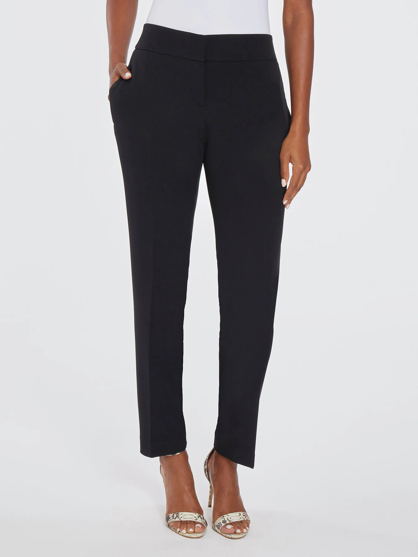 Ava Straight Leg Pants, Stretch Crepe | Kasper Clothing