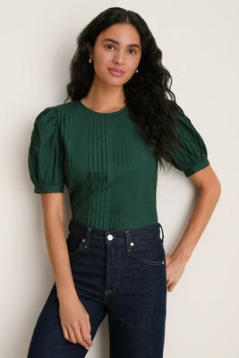 Forest Green Pintuck Haven Blouse | Tuckernuck (US)