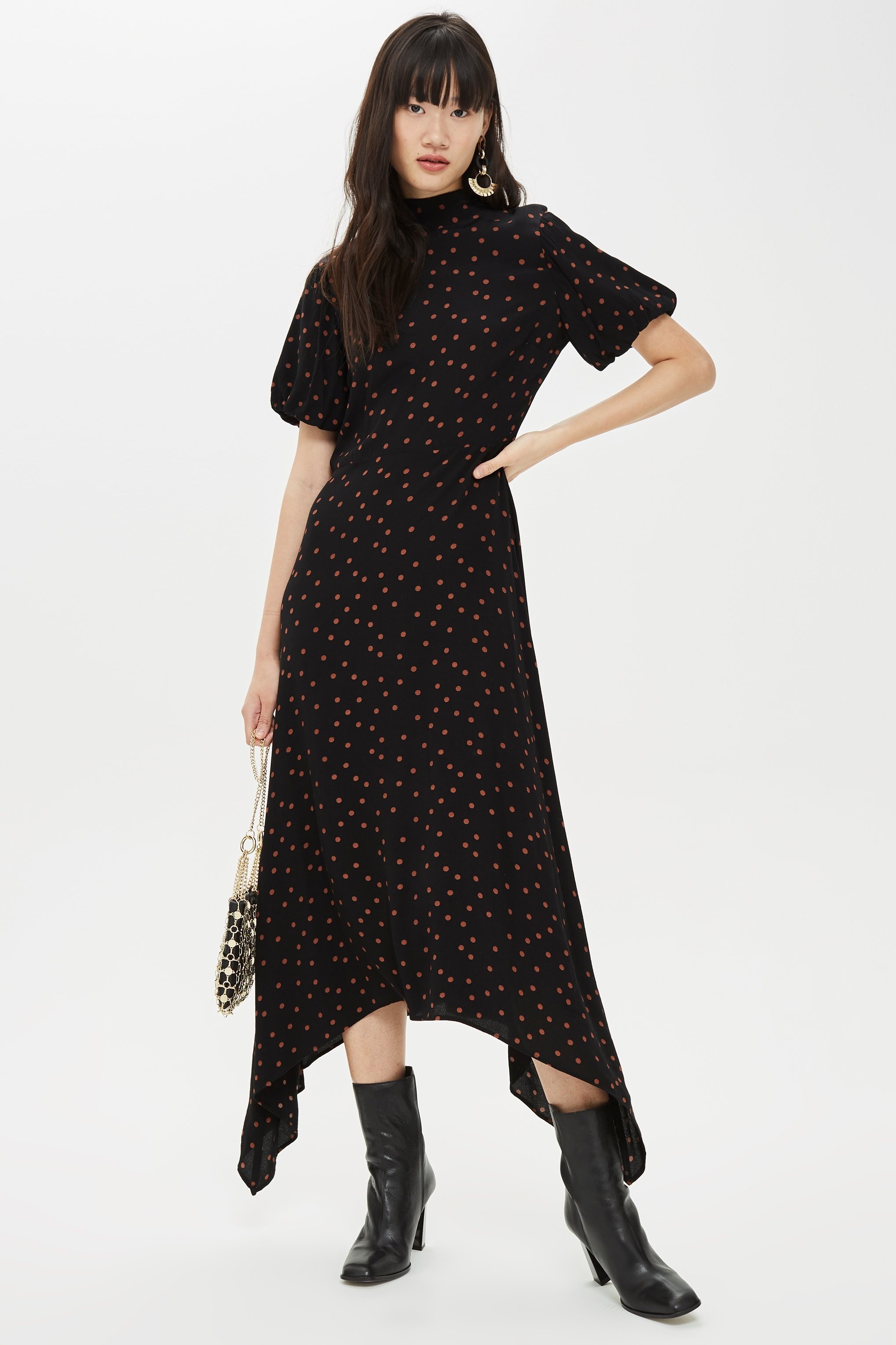 Spot Hanky Hem Midi Dress | Topshop UK