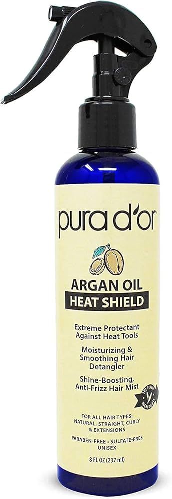 PURA D'OR Argan Oil Heat Shield Protectant Spray (8oz) Water Based Formula w/Organic Ingredients,... | Amazon (US)