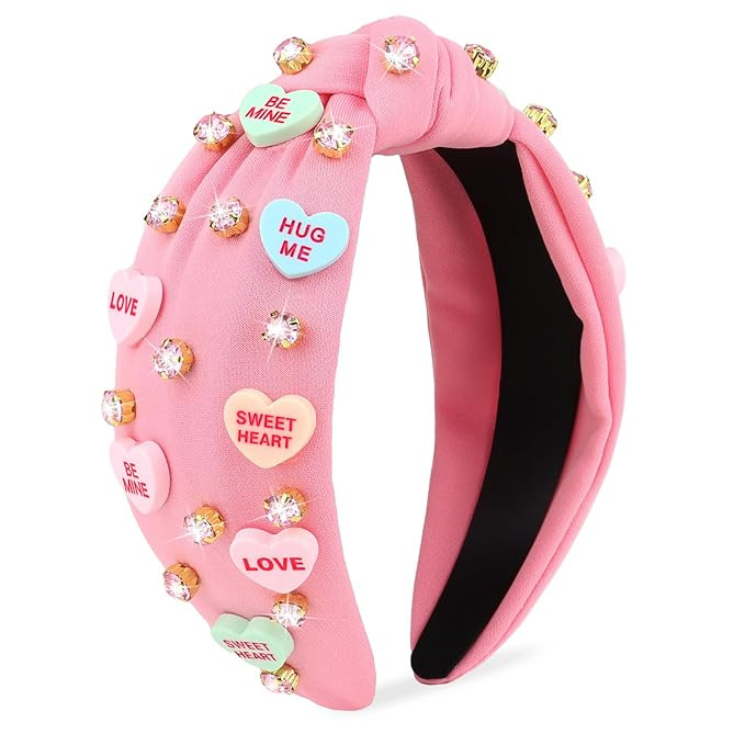 YARIEW Valentines Day Headbands for Women Love Sweet Red Heart Headband Rhinestone Knotted Headba... | Amazon (US)