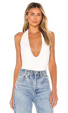 superdown Jewels Cross Front Bodysuit in White from Revolve.com | Revolve Clothing (Global)