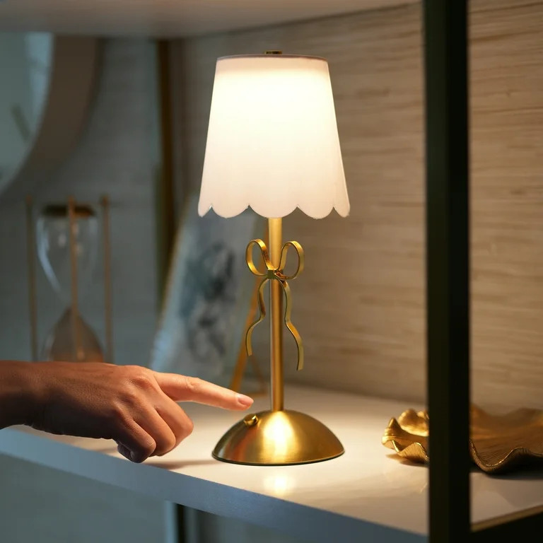 Home Decor Collection Sterling & Noble Home  Tabletop LED Touch Lamp with Scalloped White Fabric ... | Walmart (US)