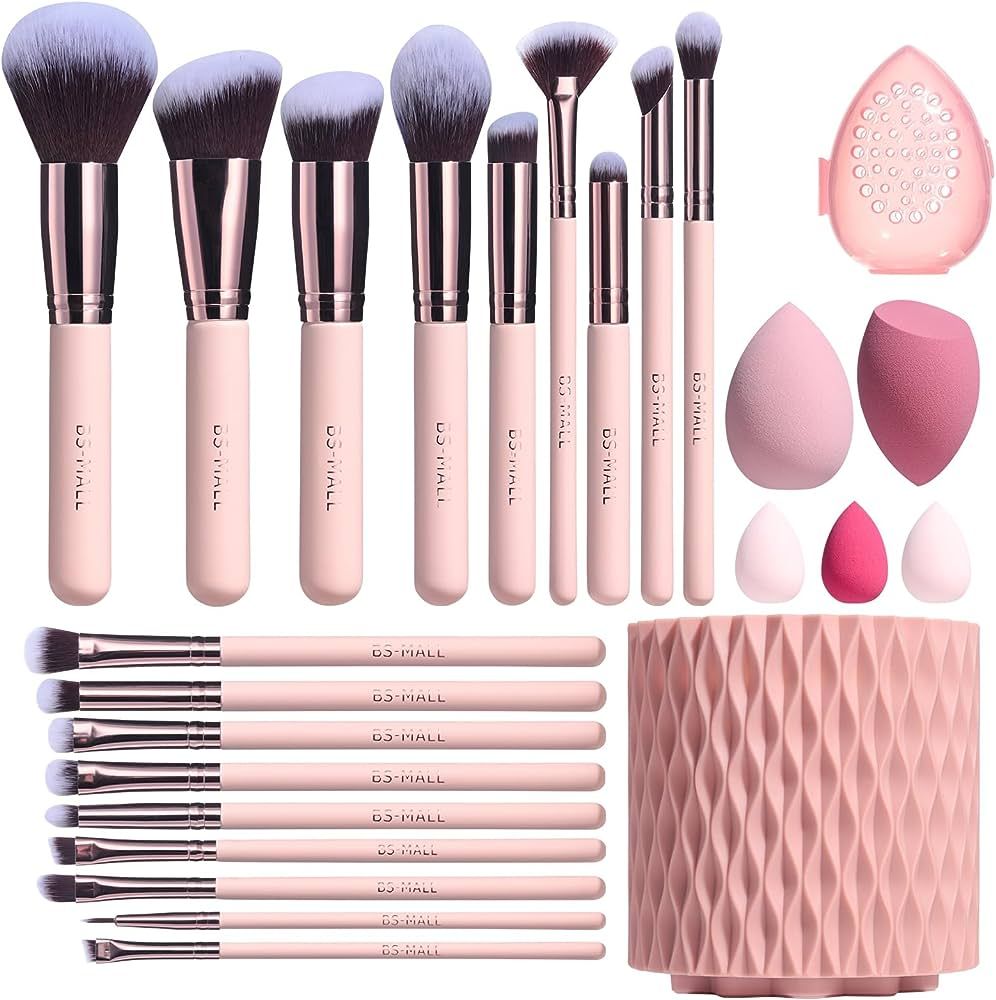 BS-MALL Makeup Brushes Premium Synthetic Foundation Powder Concealers Eye Shadows 18 Pcs Brush Se... | Amazon (US)