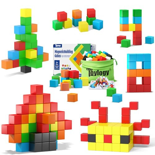 48PCS Magnetic Blocks for Toddlers Toys, Large Magnetic Cube Toy for Sensory Montessori Education Preschool Magnet Toys for 3 4 5 6 Year Old Boys and Girls | Amazon (US)