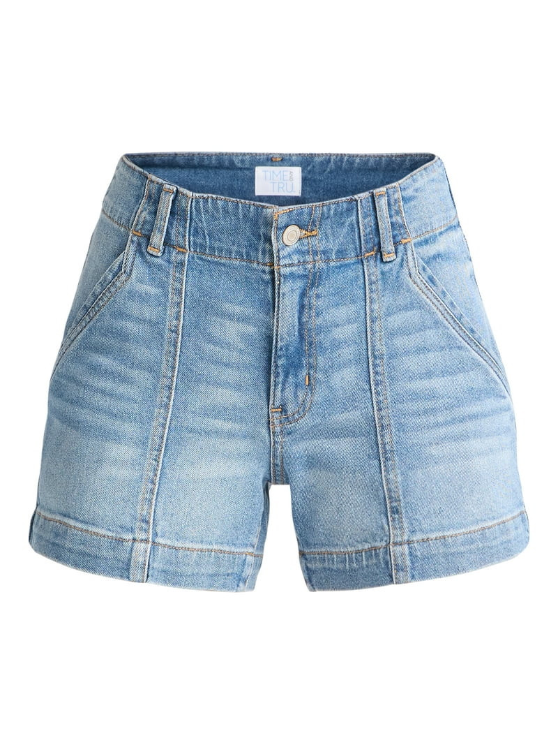 Time and Tru Women's and Women’s Plus High Rise Denim Utility Shorts, Sizes 0-22 | Walmart (US)